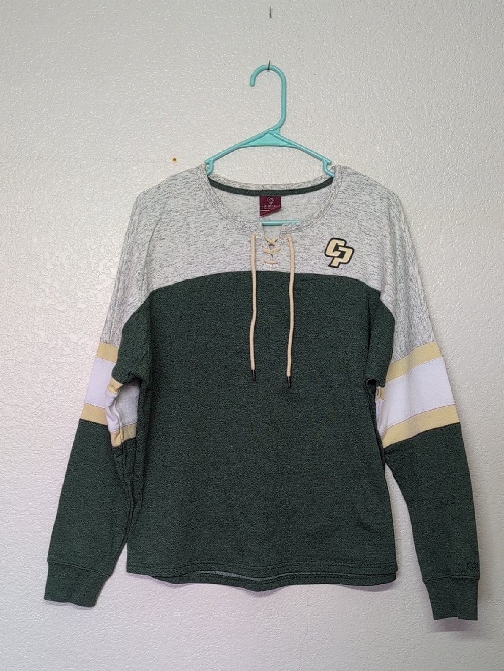 Woman's Grey & Forest Green Lace-Up Pullover Sweatshirt